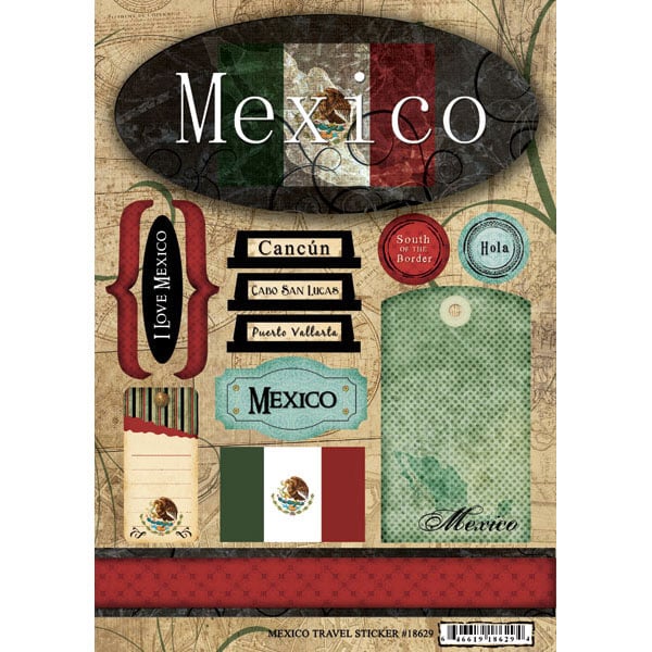 Scrapbook Customs World Collection Mexico Cardstock Stickers Travel