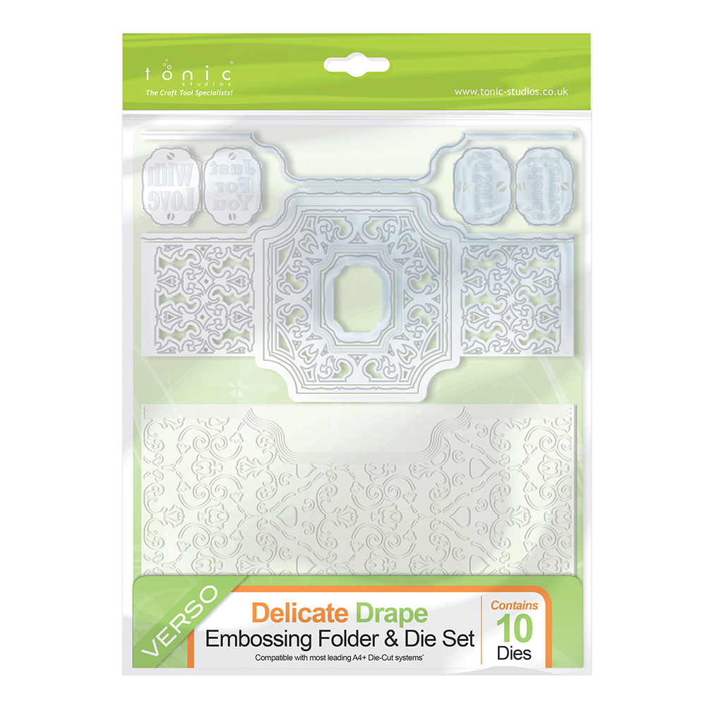 Tonic Studios Idyllics Embossing Folder and Dies Set Delicate Drape