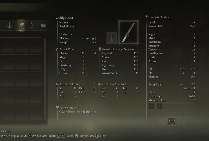 Elden Ring Uchigatana Location, Stats, and Builds