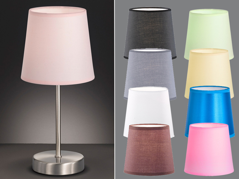 Runde Tischleuchten mit Lampenschirm aus Textil kleine Nachttischlampe Flurlampe eBay