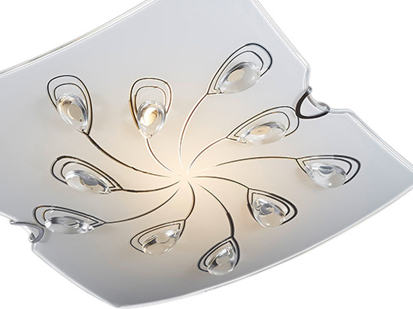 Deckenleuchte Deckenlampe FLORIS Glas weiß/klar Glasdeko 28,5x28,5 cm