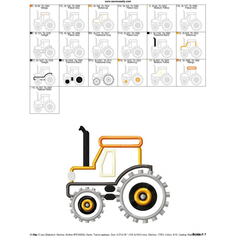 Tractor Applique Design Pattern