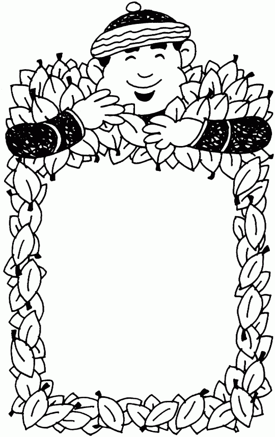 Autumn Coloring pages Man with autumn leaves