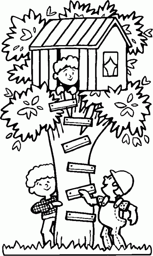 Playing in a treehouse Free Printable Coloring Pages Playing in a treehouse Free Printable Coloring Pages