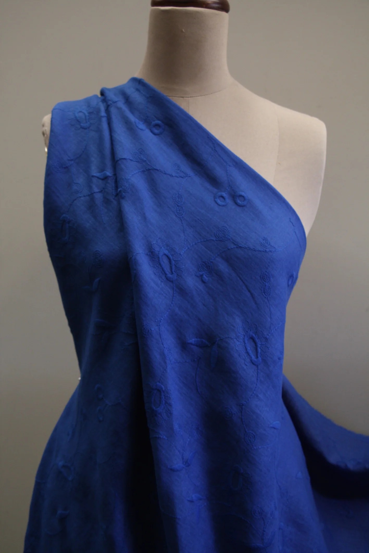 Cobalt Blue Embroidered Linen Tessuti Fabrics Online Fabric Store