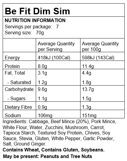 Be Fit Dim Sim 7 Pack Be Fit Food