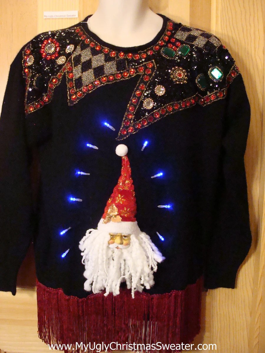 Light Up 80s Ugly Xmas Sweater Funny Santa My Ugly Christmas Sweater