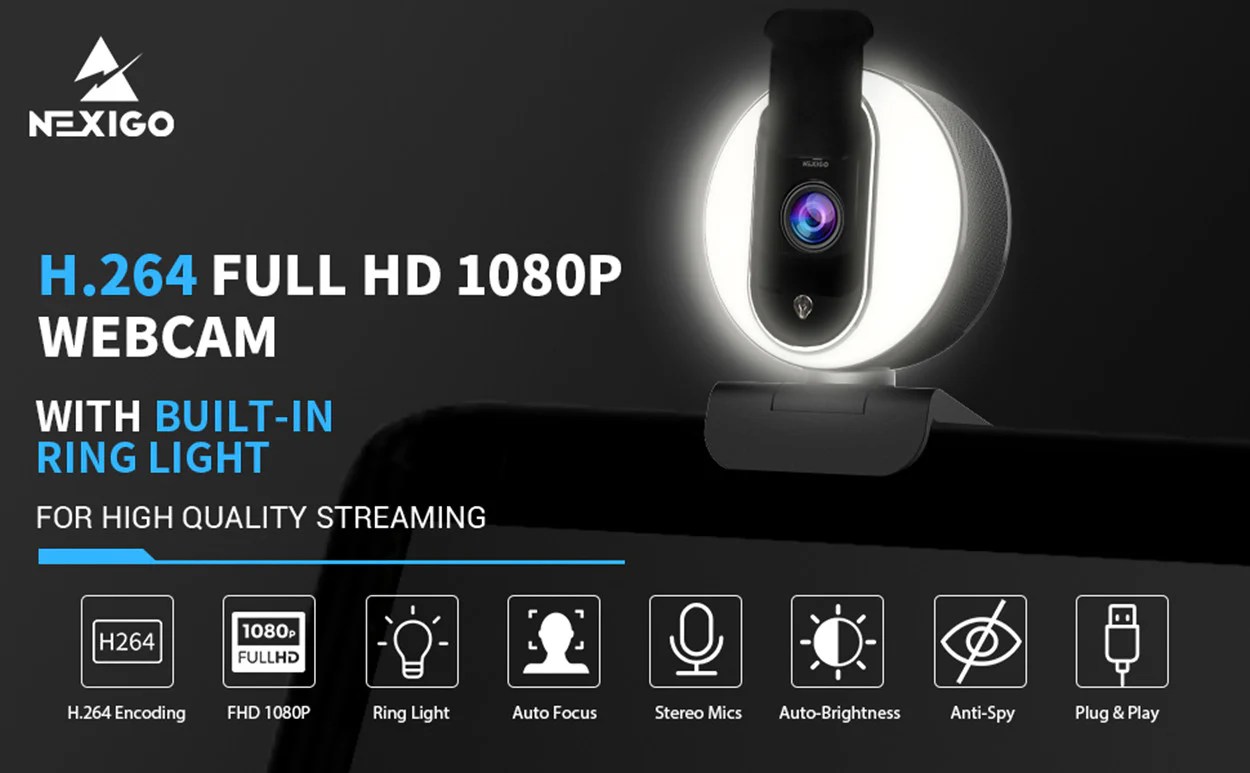 NexiGo N680E Webcam with Cover | NexiGo