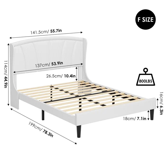 Divan Bed Kohan Platform Bed Frame with Wingback Headboard GKW Retail