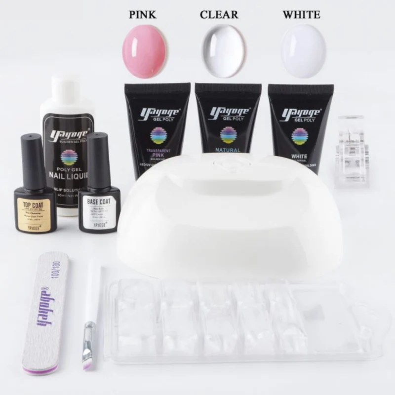 Polygel Complete Set with LED Lamp 3 Colors Polygel Nail Builder Kit eBay