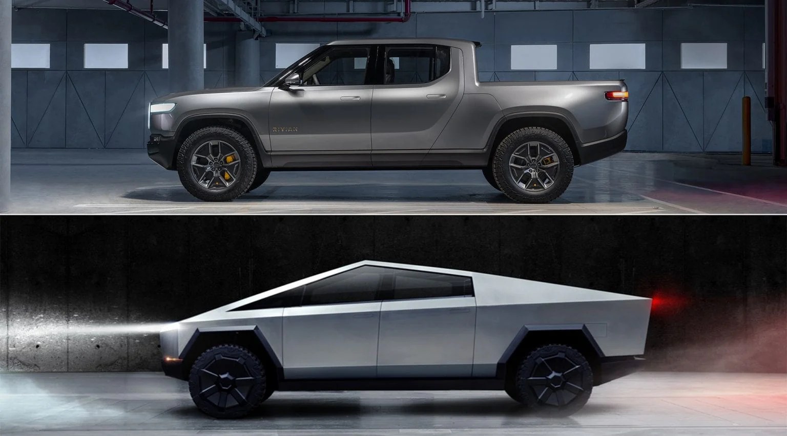 Infographic Tesla Cybertruck vs. Rivian R1T EVANNEX Aftermarket