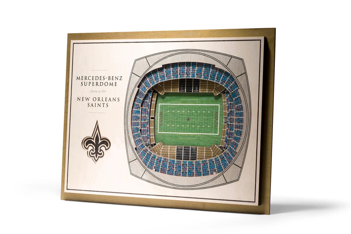 New Orleans Saints 3D Stadium View Superdome Wall Art Wood 5