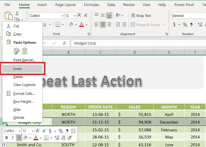 How to Repeat Action in Excel?