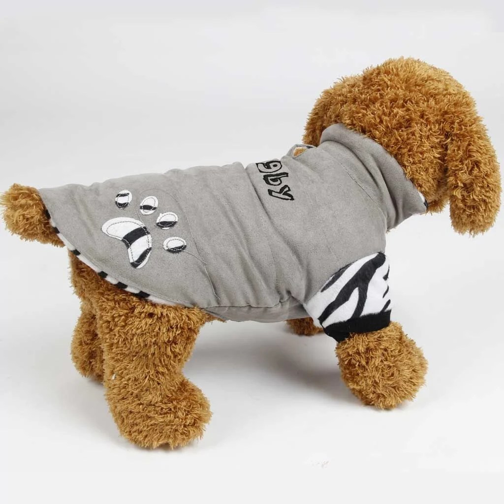 Personalized Trendy Dog Coat with Zebra Design Lining Gray Dibsies