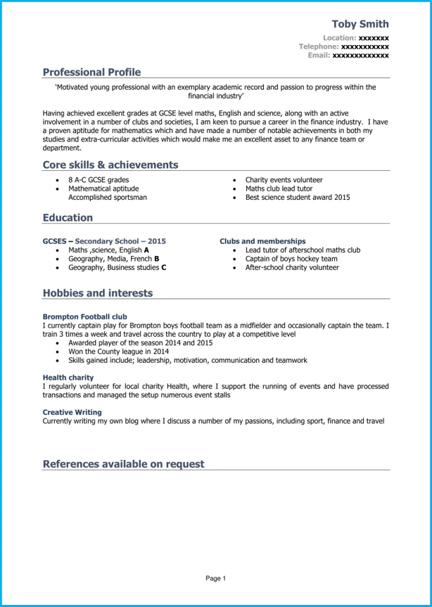 CV template for 16 year old + 2 examples for 2024