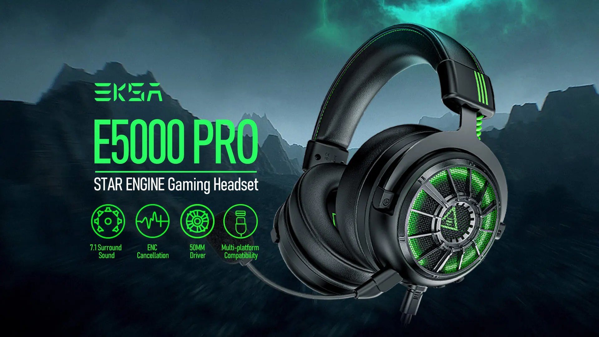 Eksa Star Engine E5000 Pro Gaming Headset, Gaming Headphones, Gaming