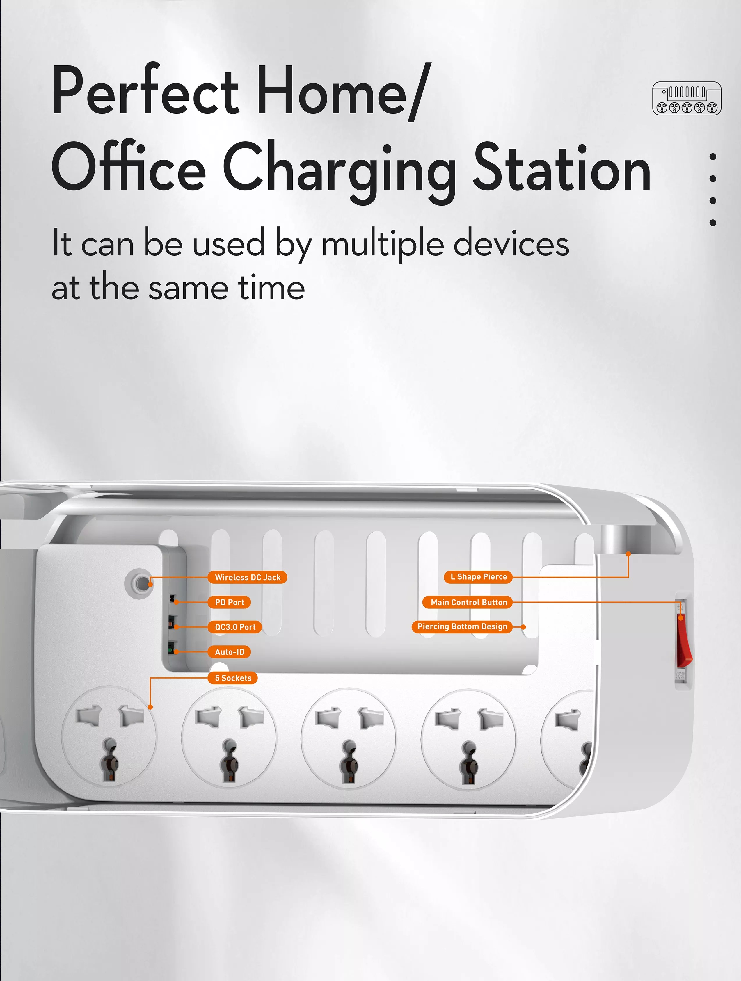 Ldnio 15W Wireless Management Power Strip Box Power Socket 15W / 5