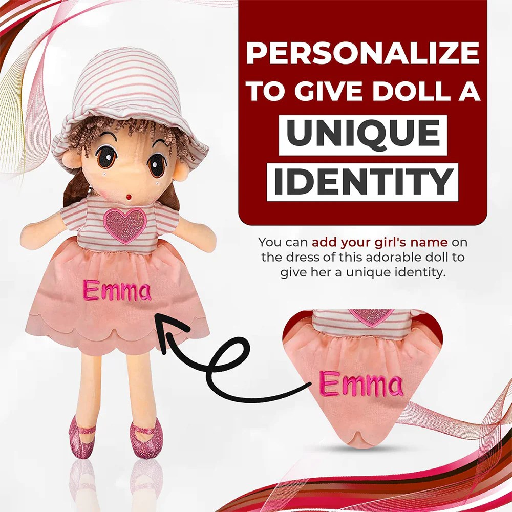 Personalized Plush Doll for Little Girls Rag Dolls with Baby Name