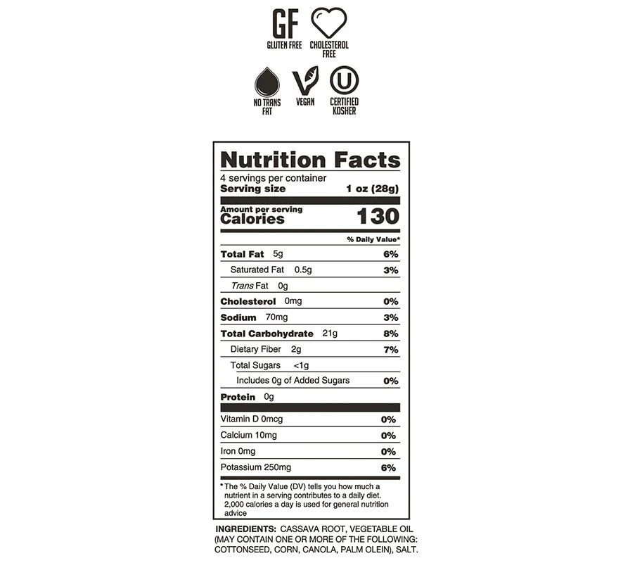 Cassava Chip Nutrition Facts Chifles Chips