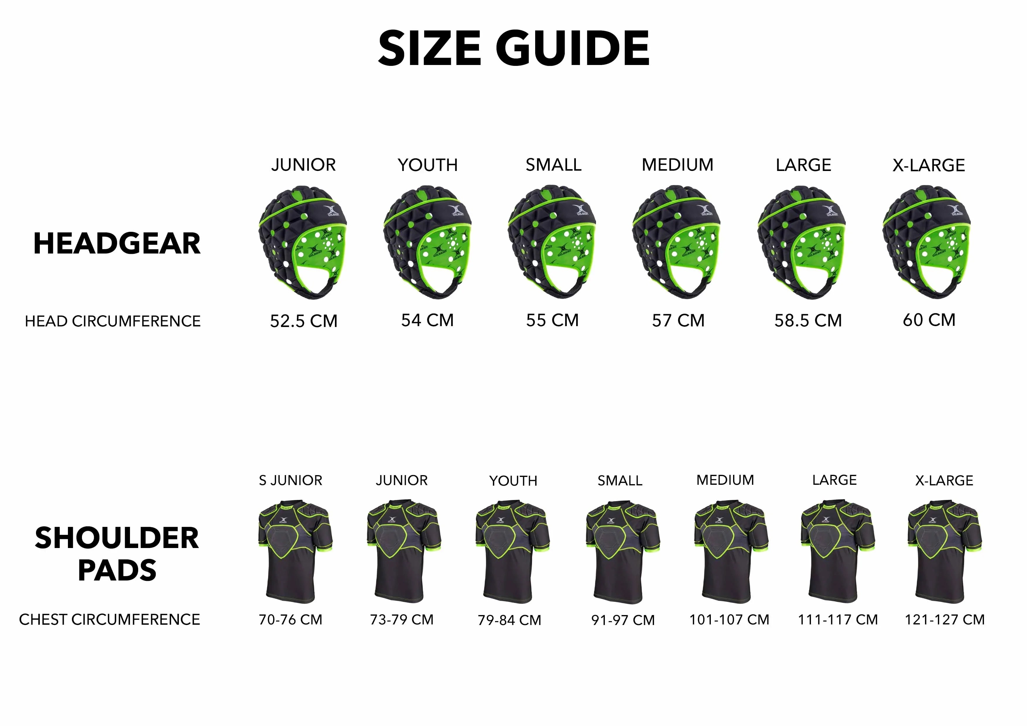 Body Armour Size Guide Gilbert Rugby NZ