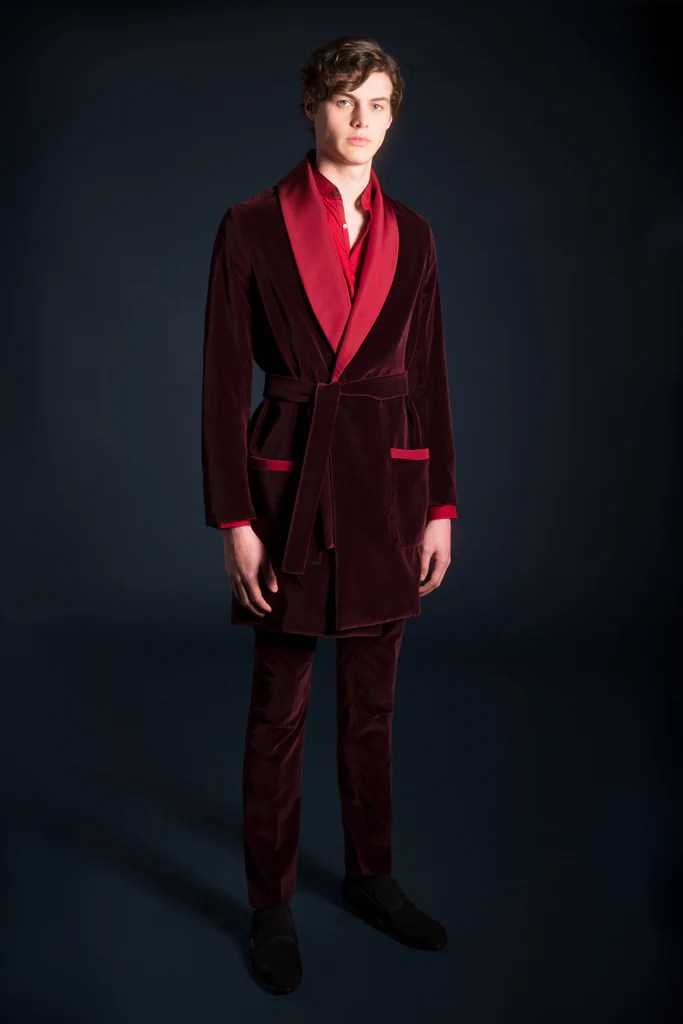 VELVET SMOKING ROBE Advani London