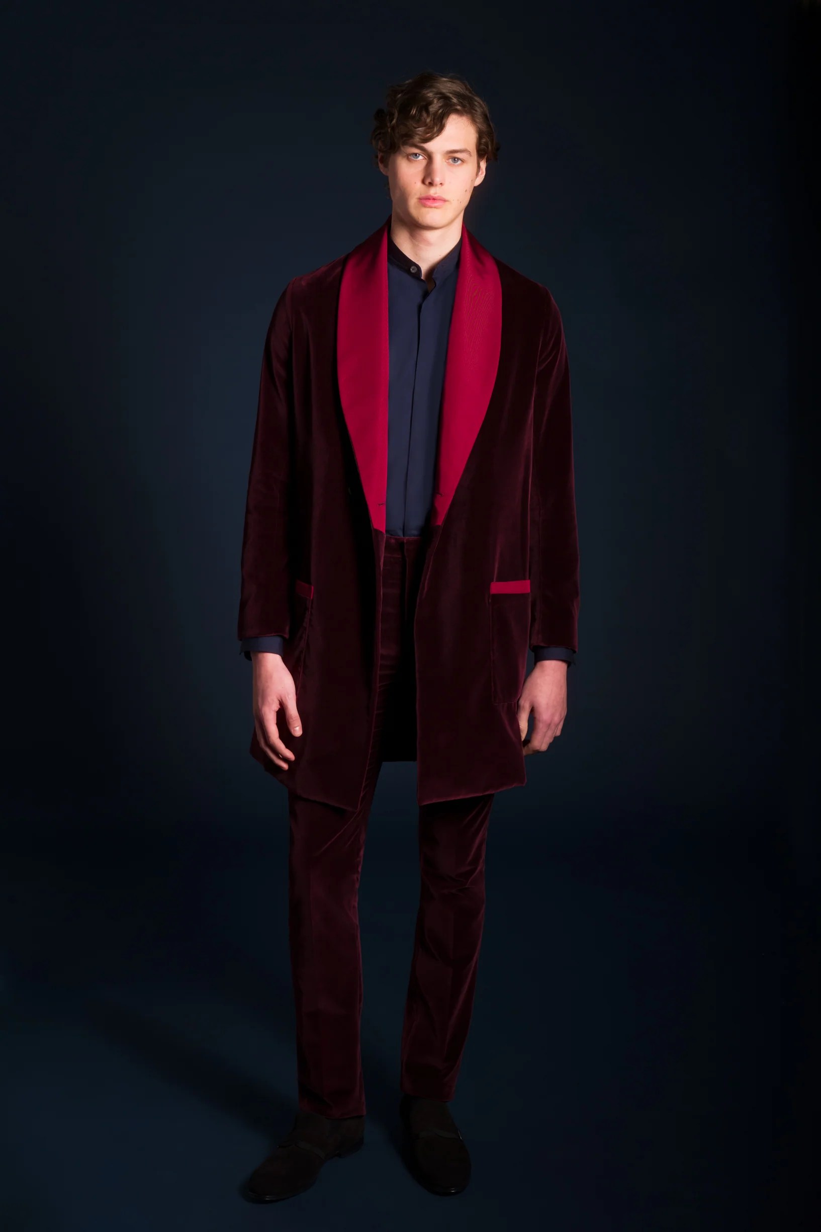 VELVET SMOKING ROBE Advani London