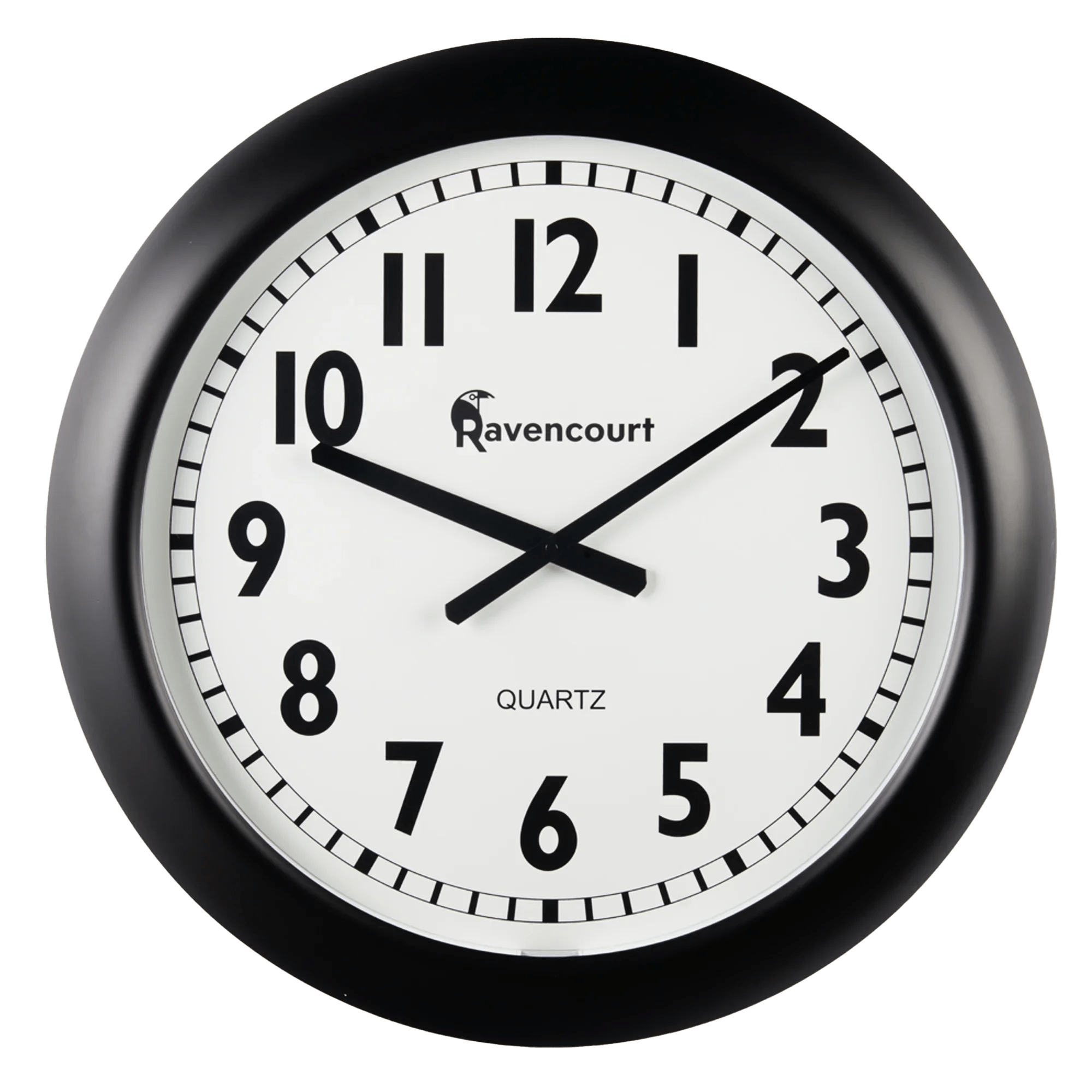 Giant Silent Quartz Wall Clock 60cm/24" Black Ravencourt Clocks