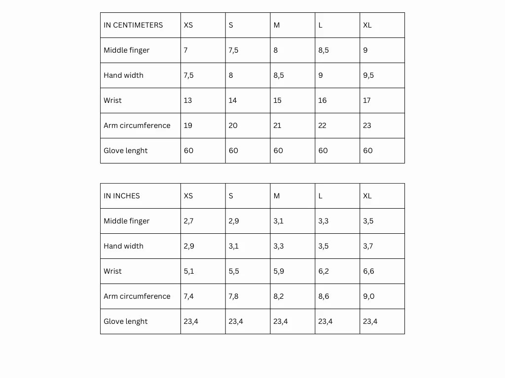 Tox Latex Size Chart