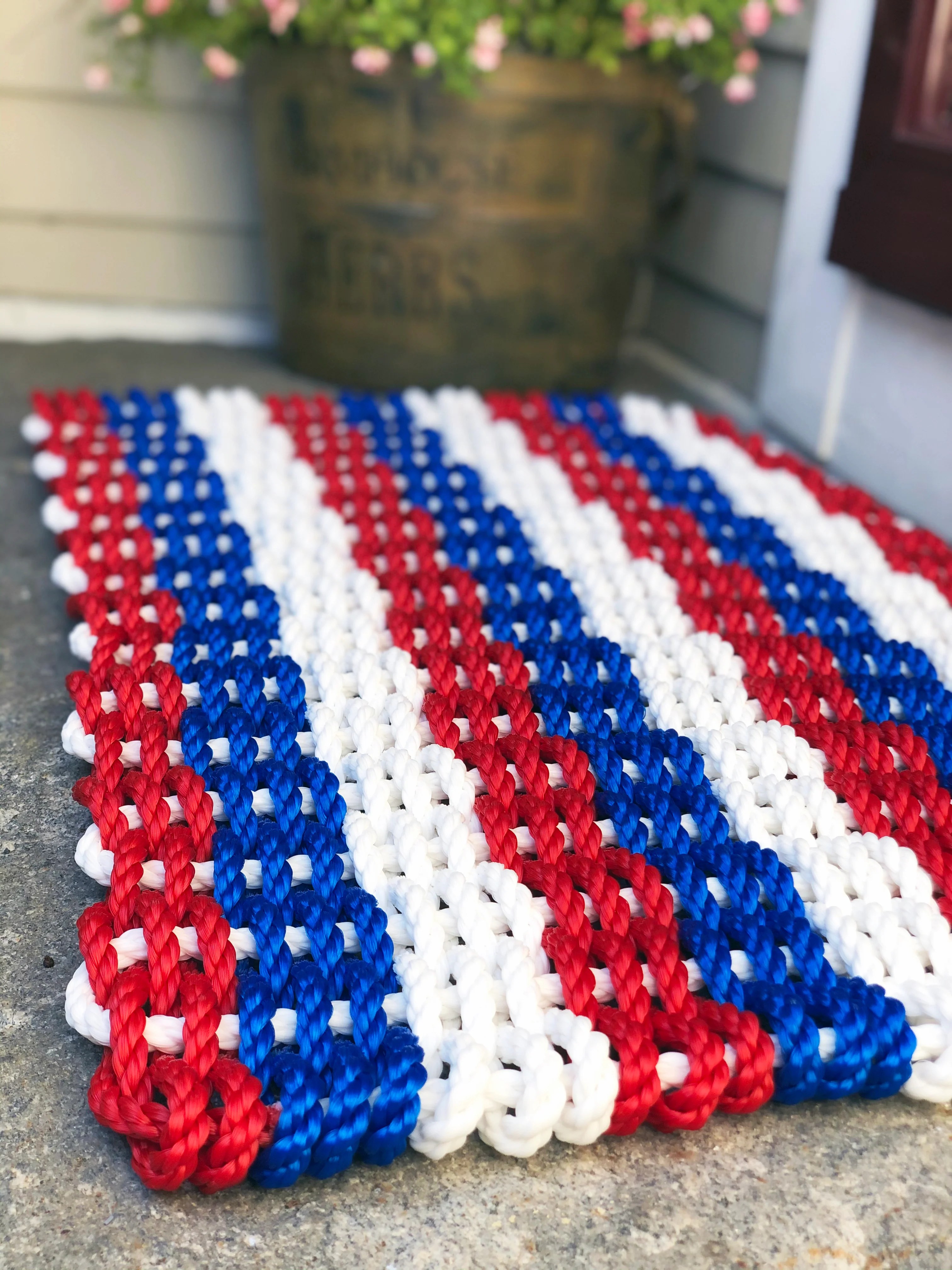 Patriotic Mat Red White & Blue Maine Rope Mats