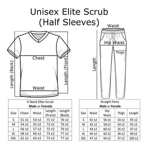 Size Chart for Elite Scrub Unisex – Beta Medical