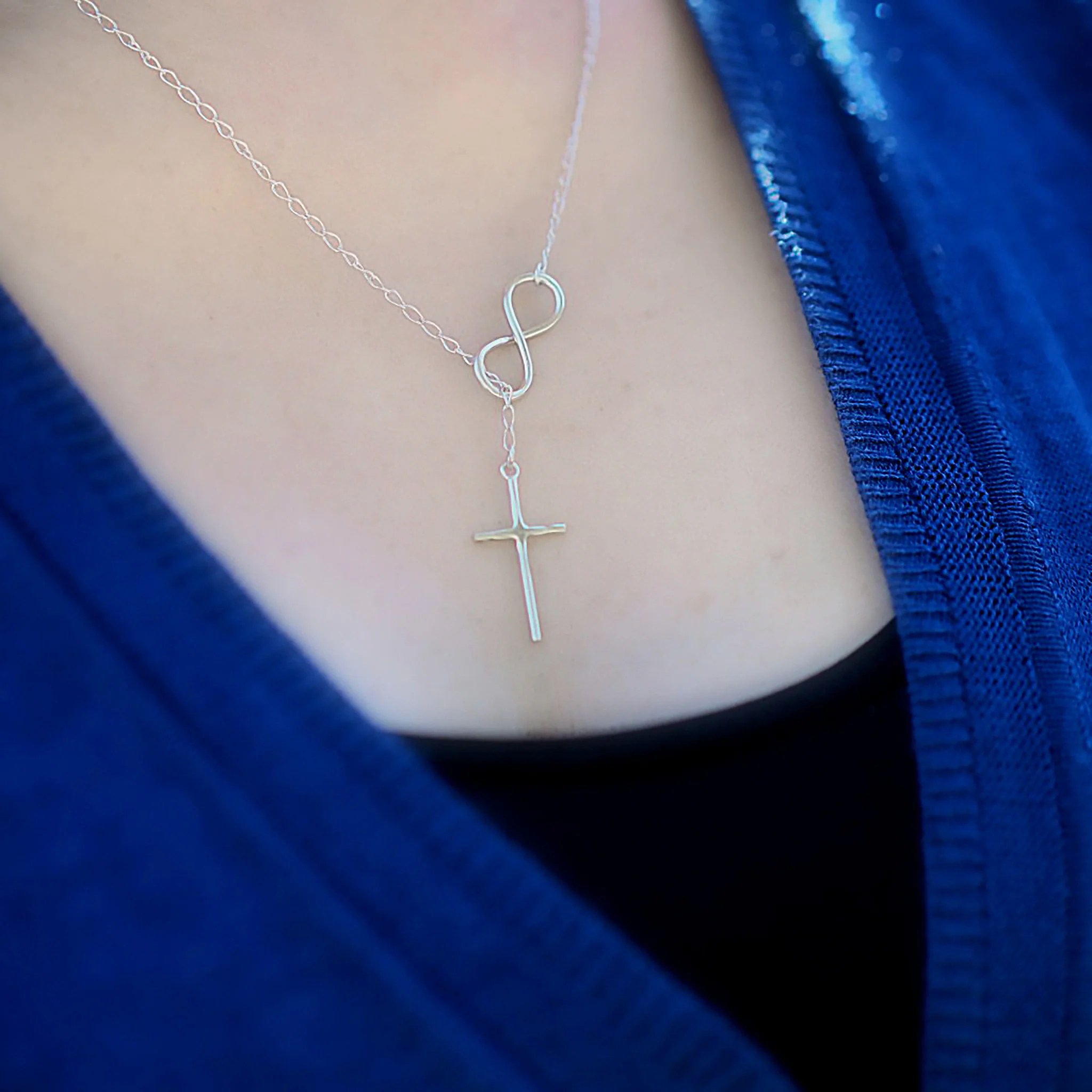 Christ Infinity Cross Necklace, 925 Sterling Silver Quan Jewelry