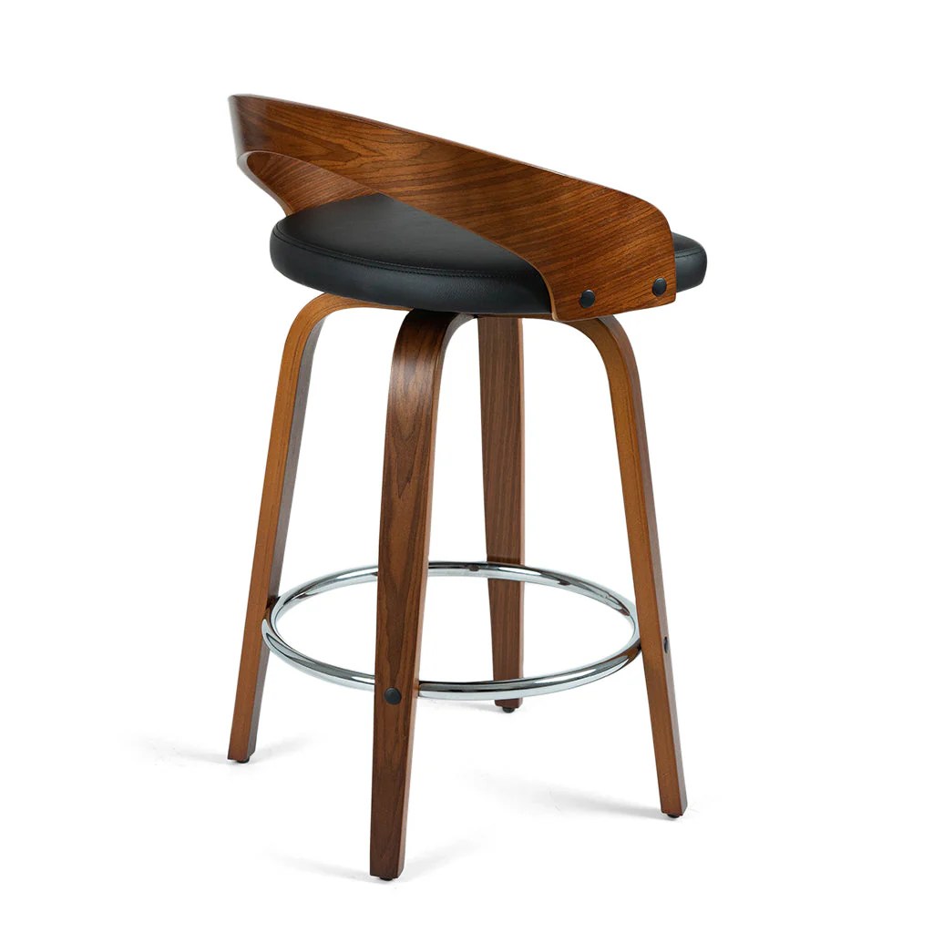 Emily Kitchen Counter Stool (Set of 2) Walnut/Black