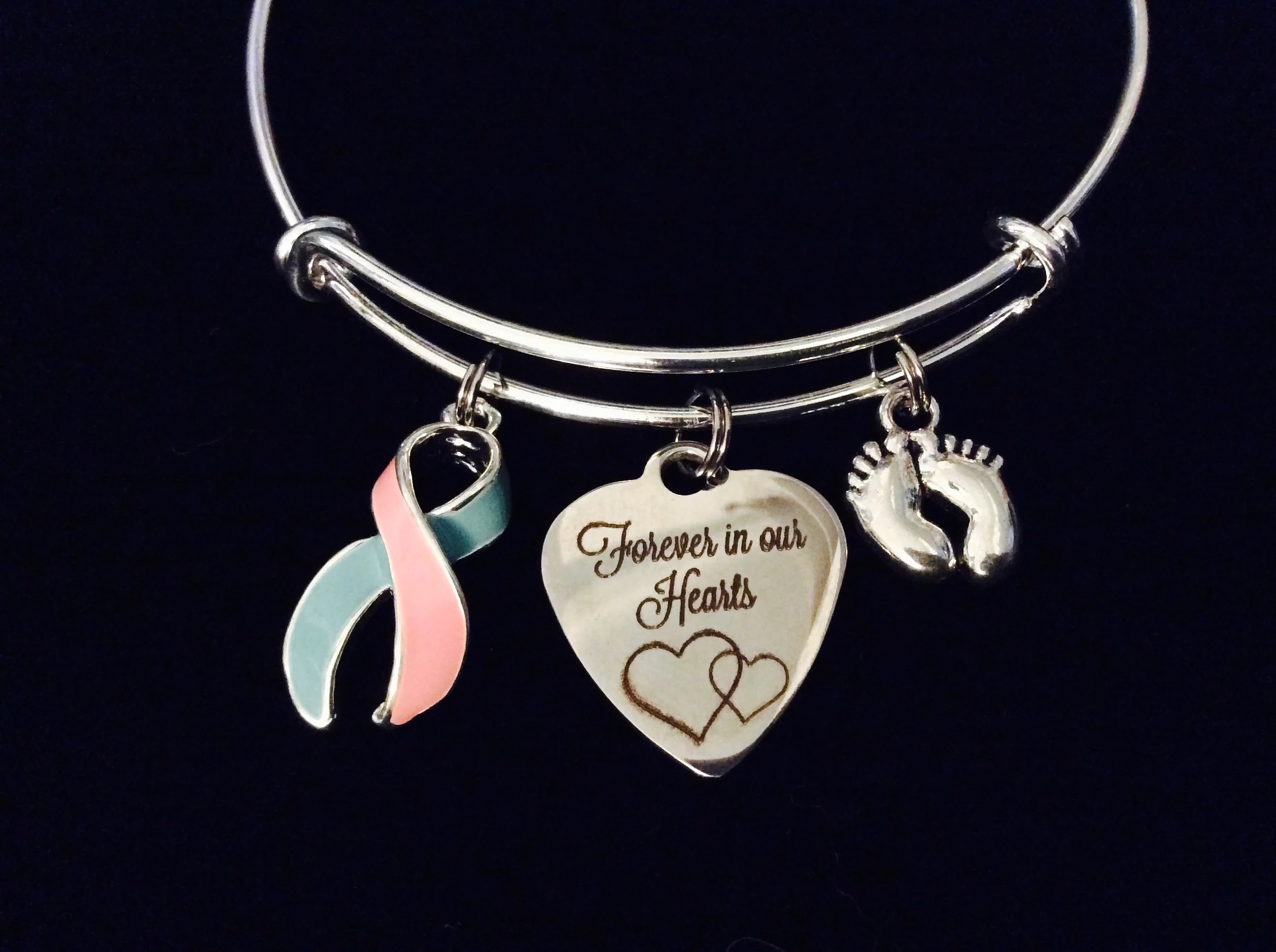 Pregnancy and Infant Loss Awareness Ribbon Expandable Charm Bracelet A