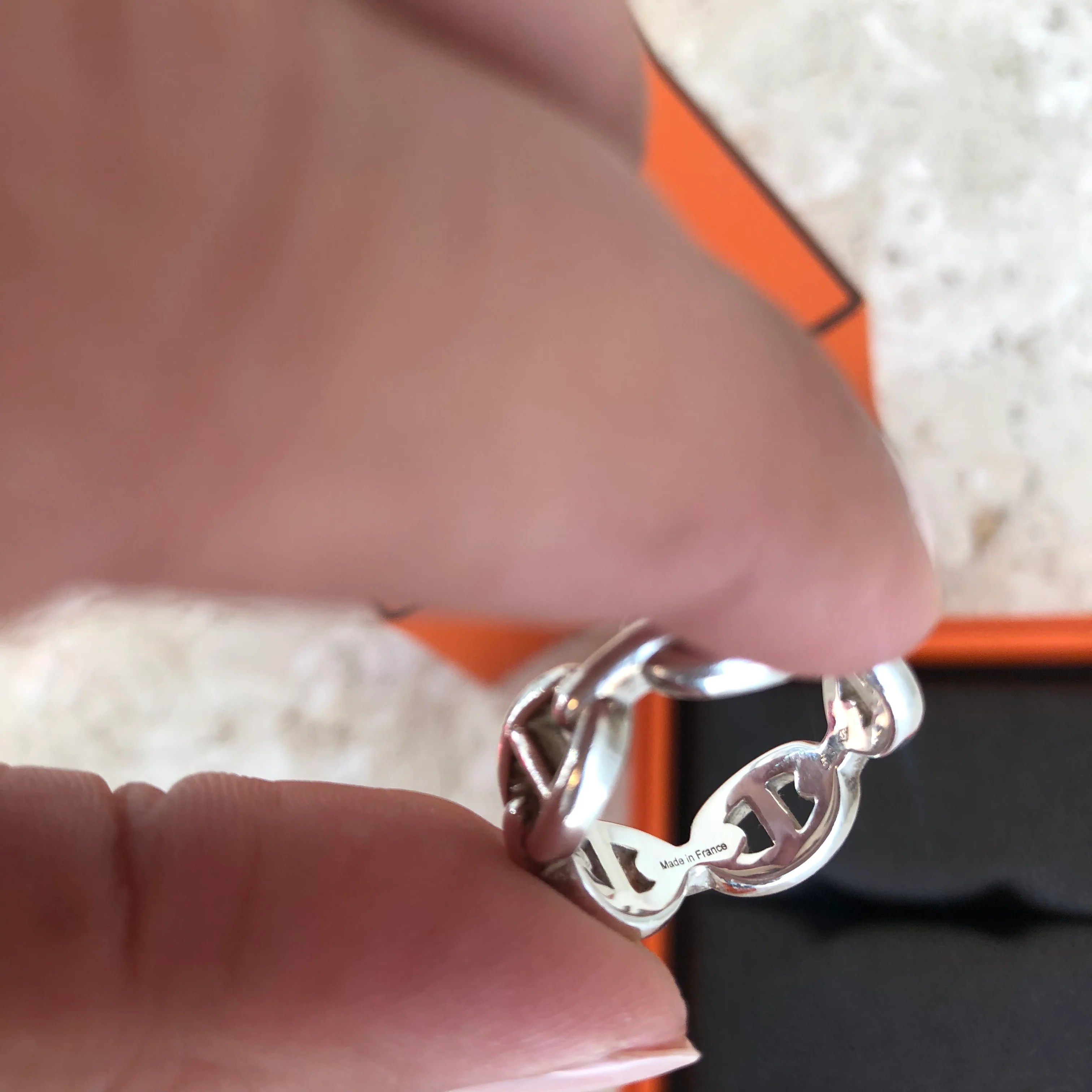 Authentc HERMES Chaine d'Ancre Enchainee Ring Valamode
