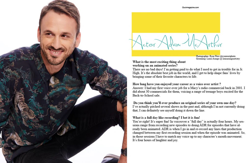 Actor Adam McArthur One to Watch Ouch! Magazine ®Official Website