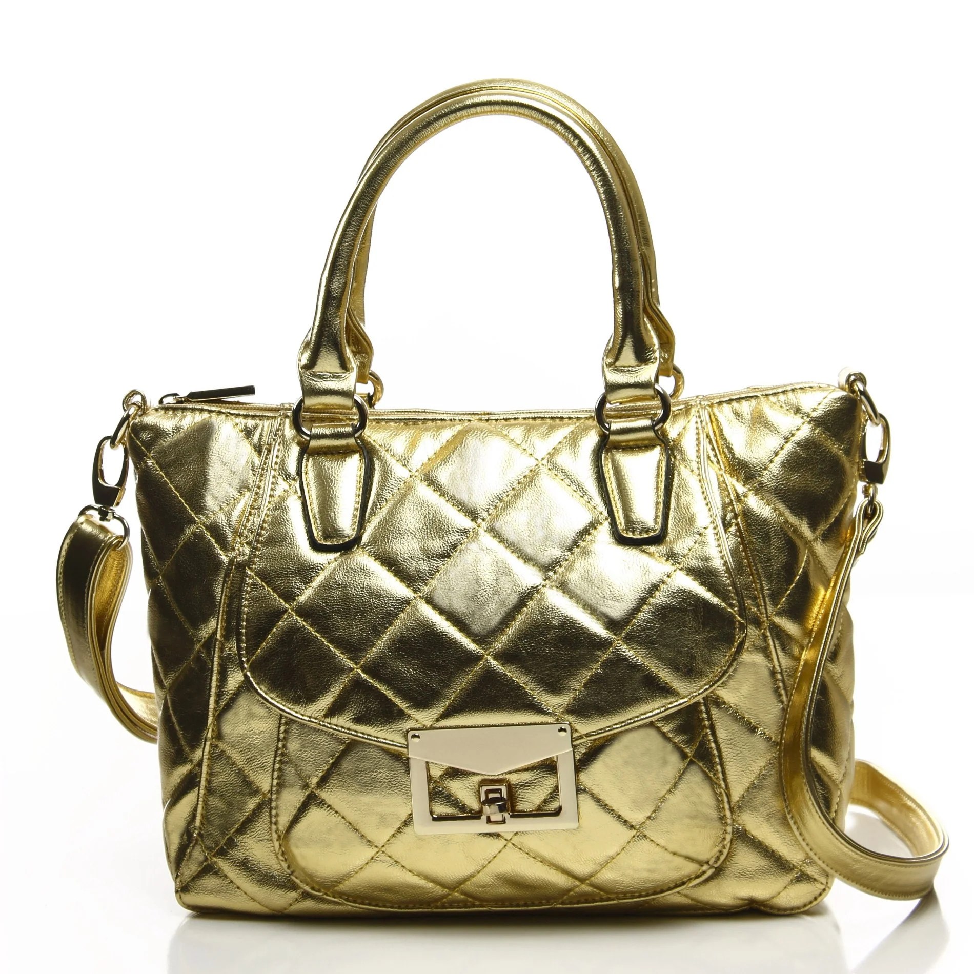 Quilted Metallic Satchel Bag Noble Mount