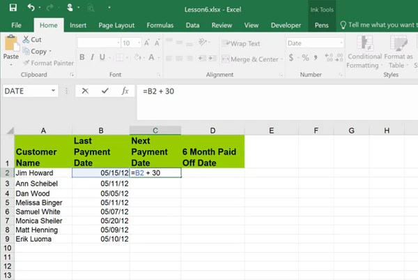 How to Add a Date or Time Interval in Excel PCM Courseware