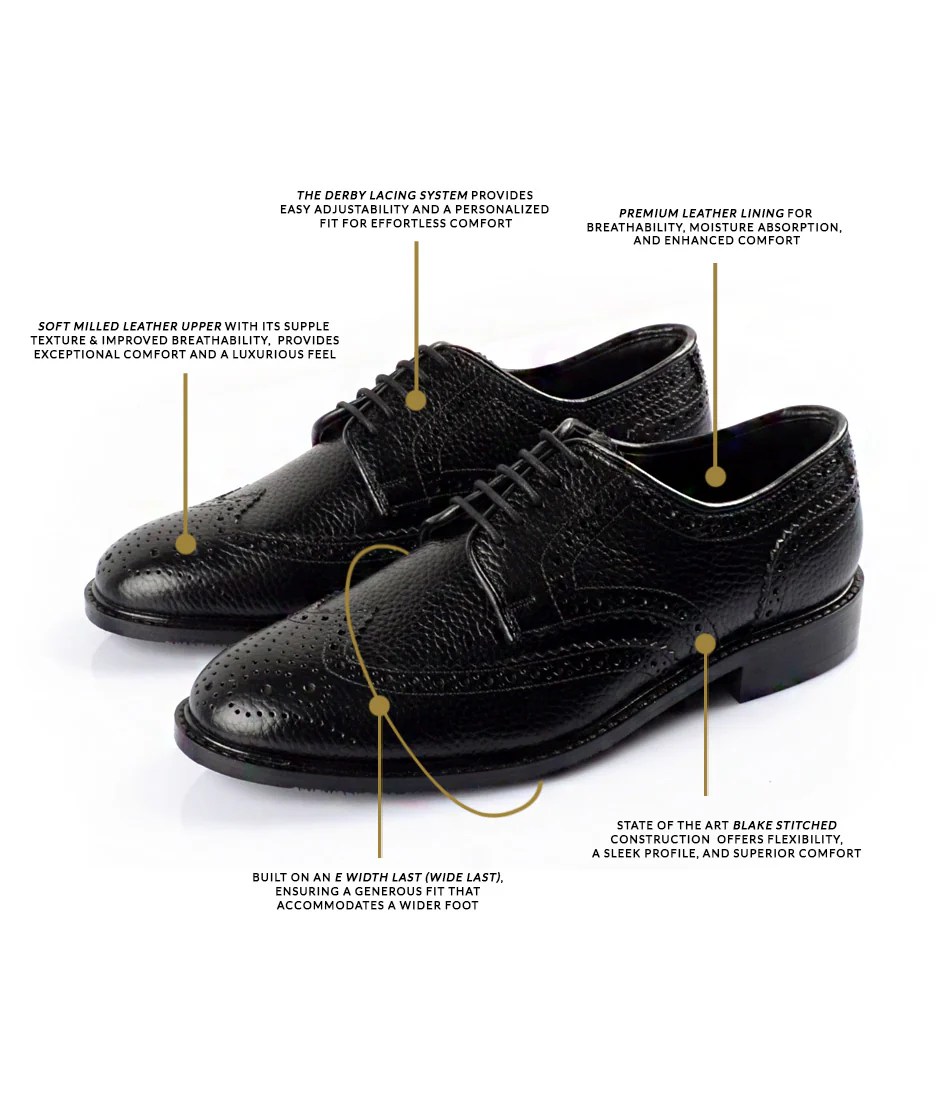 Full Brogue Derby Black (Wide) Best shoes for wide broad feet in