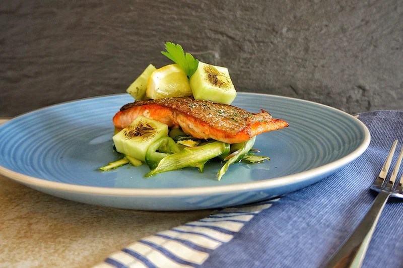 Sea Trout with pickled Cucumber and Asparagus Life of Spice