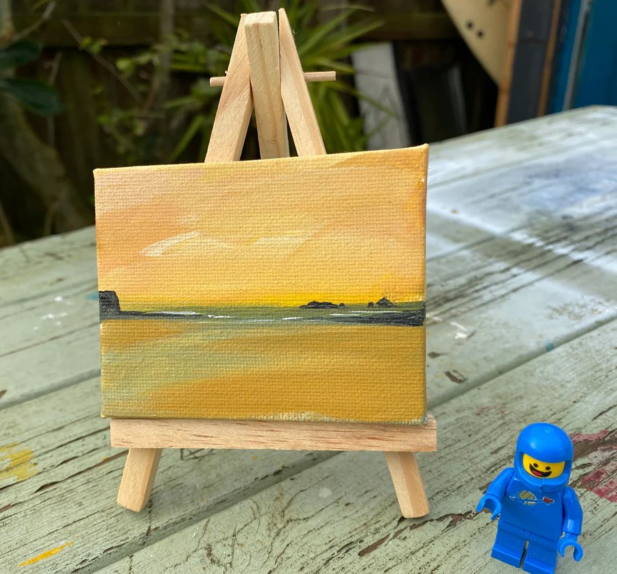 "Treyarnon Sunset Mini" Original Acrylic Painting by Toby Ray Toby