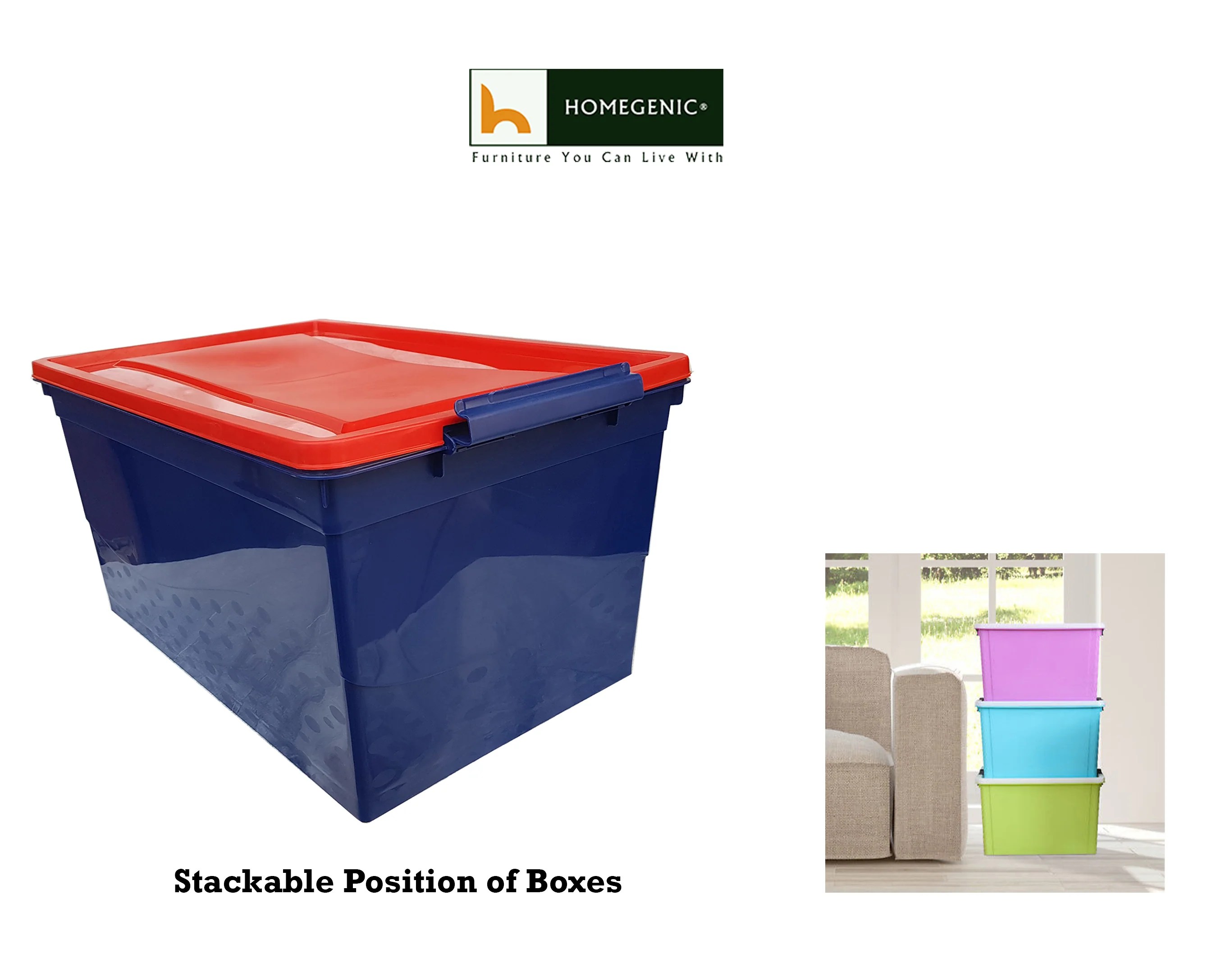 Nilkamal Storage Box 50 Ltr (Pepsi Blue and Gem Red)