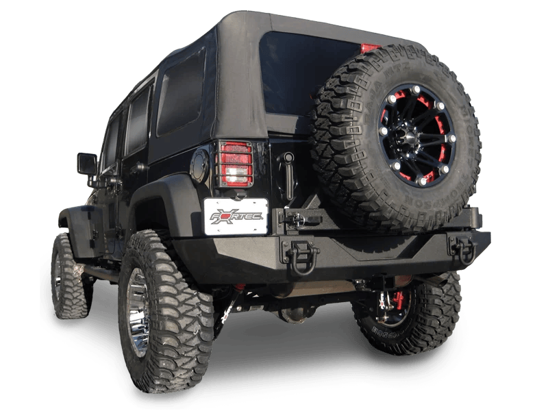 RUGGED RIDGE XHD Rear Bumper with Hummer Style Shackles, Textured Blac