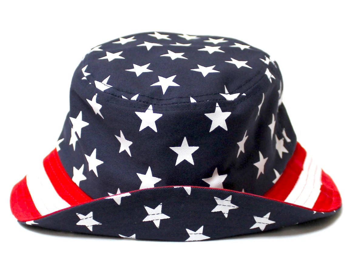 CAPS 'N VINTAGE Unisex USA Bucket Hat American Flag Colors, One Size N