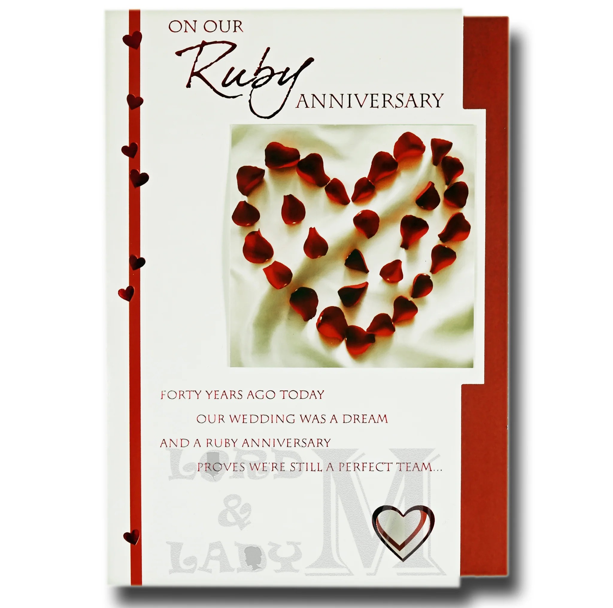 40th / Ruby Anniversary Greetings Card General & Relations Wishes