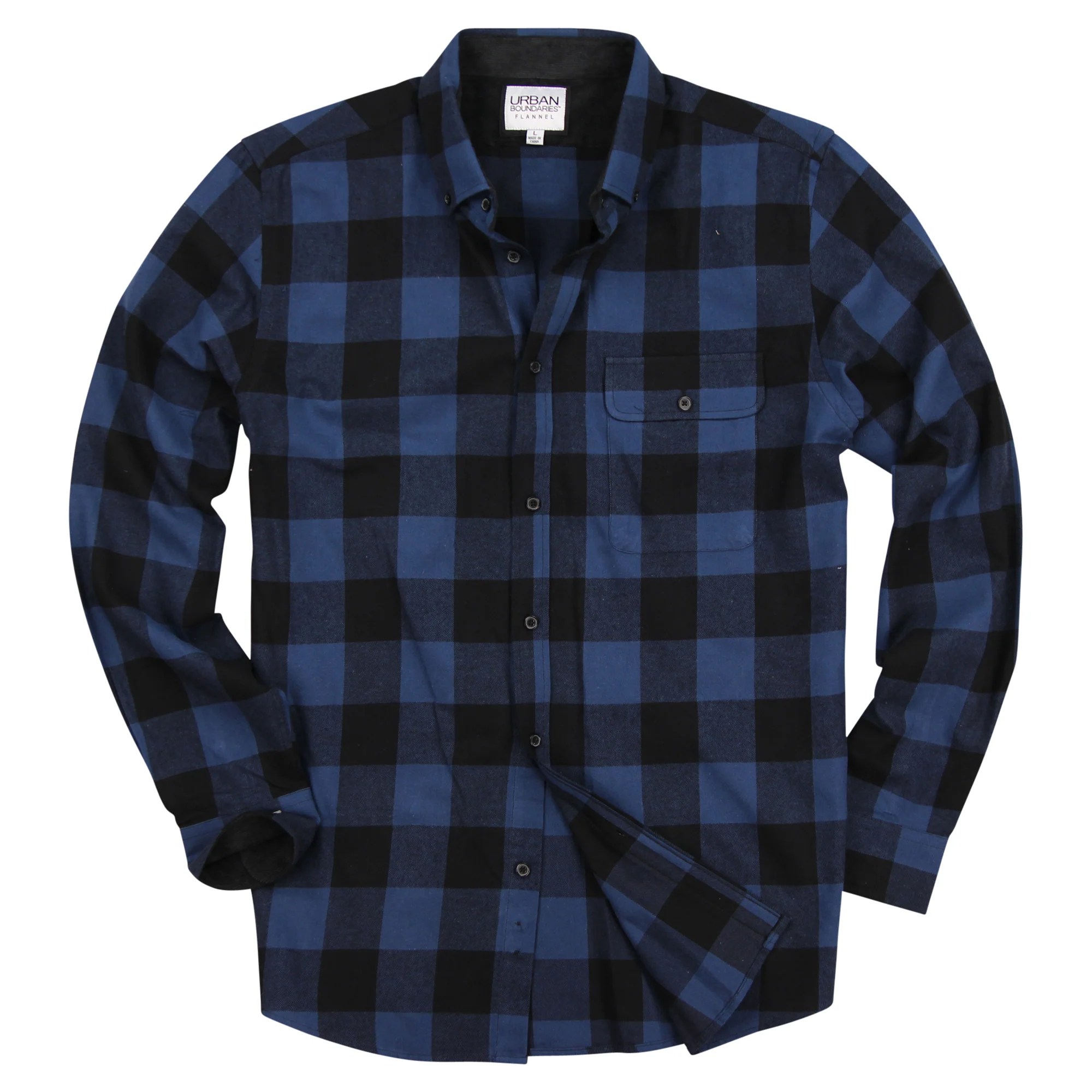Men's Classic Flannel Shirt Navy Black Buffalo Plaid