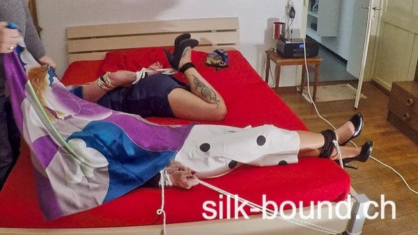 chloroformed and tied on a bed silkbound