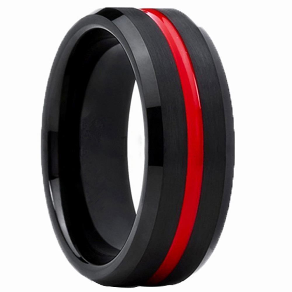 How much should a Black Brushed Tungsten Carbide Rings Thin Red Grooved