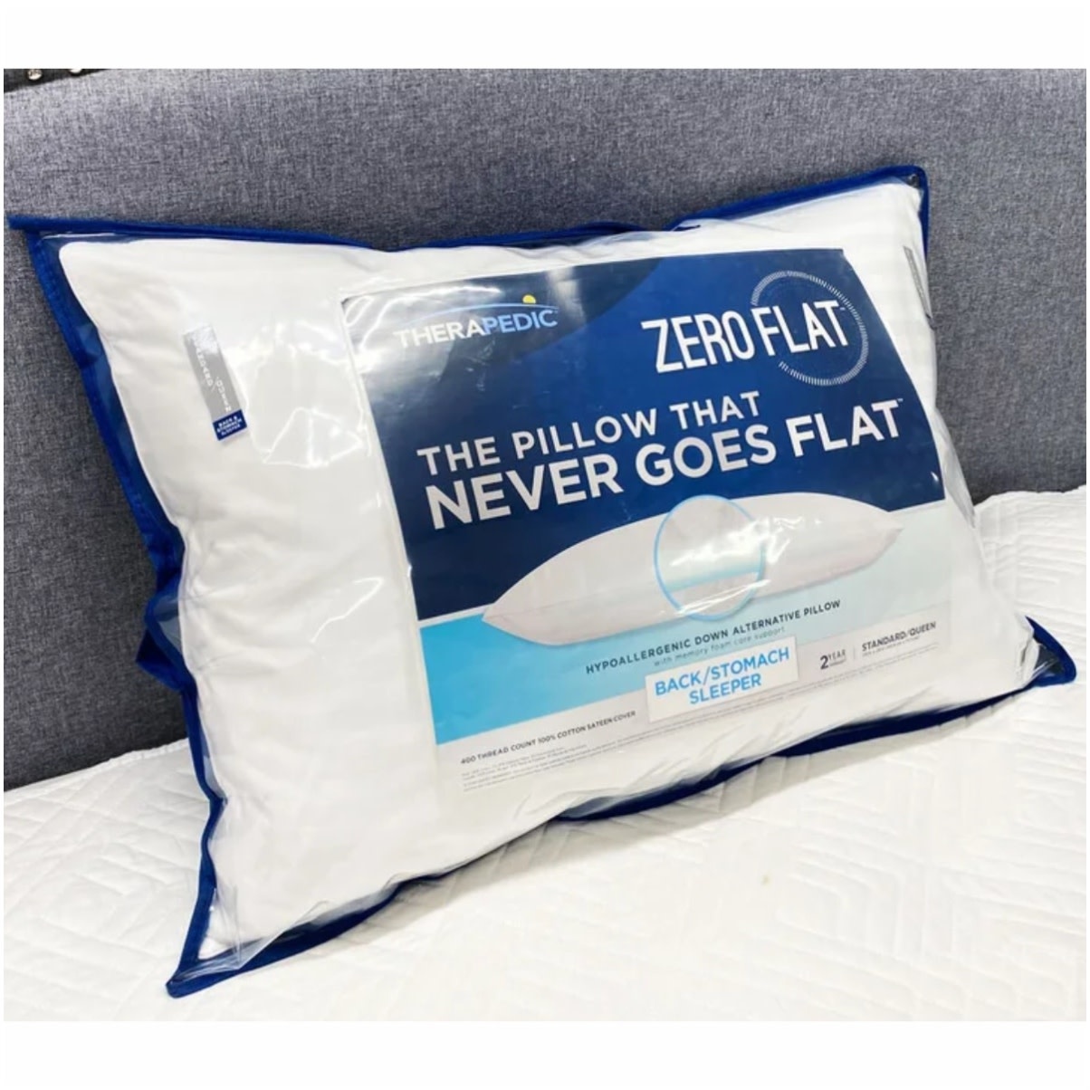 THERA ZERO FLAT BLACK/STOMACH SLEEPER PILLOW KING Oxford Mills Home
