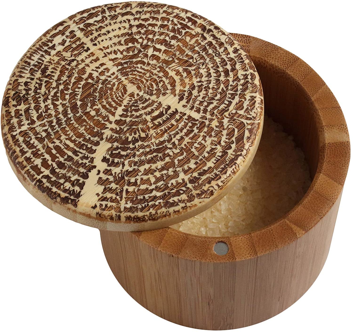Totally Bamboo Round Salt Box "Tree Of Life" Spoons N Spice