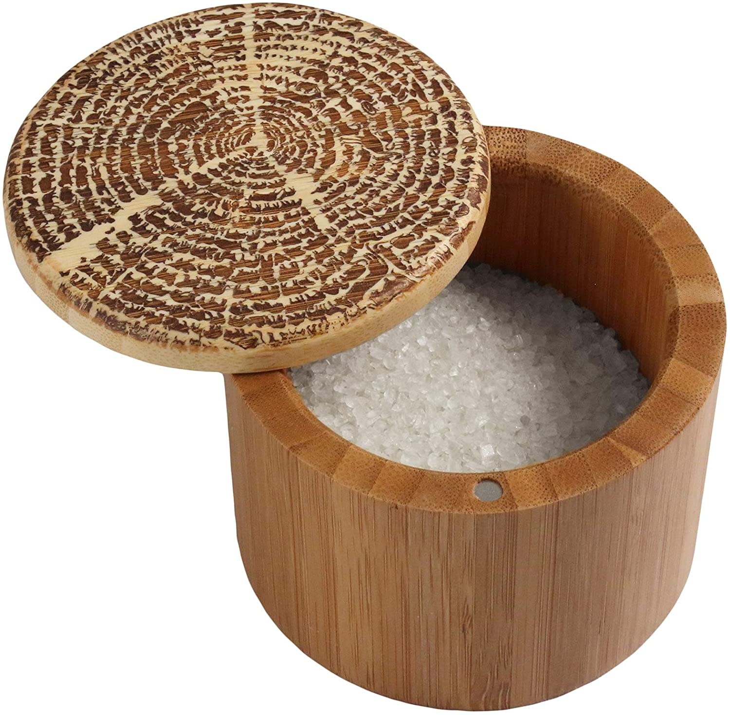 Totally Bamboo Round Salt Box "Tree Of Life" Spoons N Spice